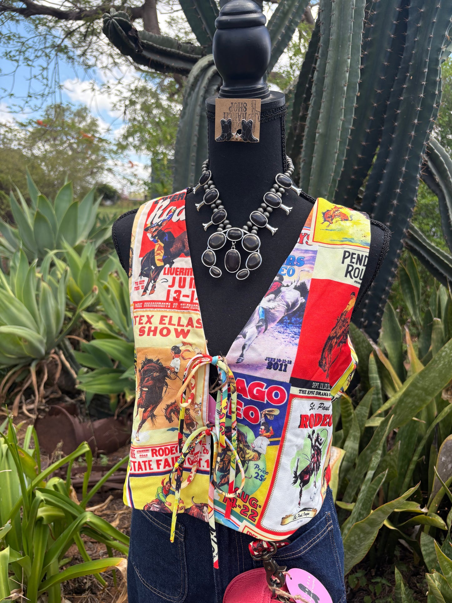 Western Print Tie Vest