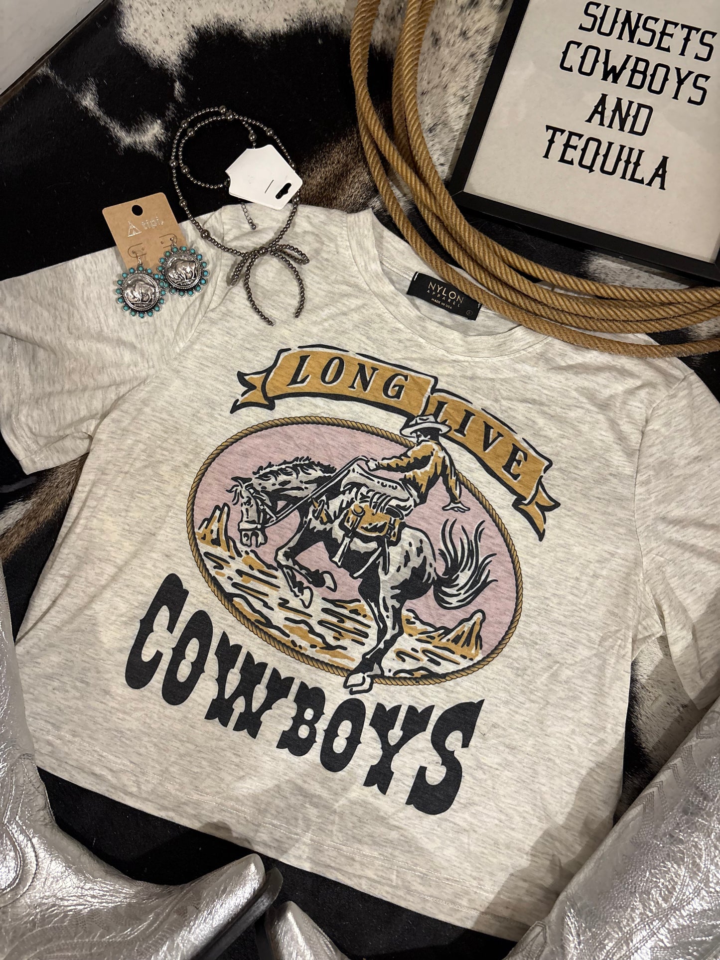 Long Live Cowboys Crop Tee