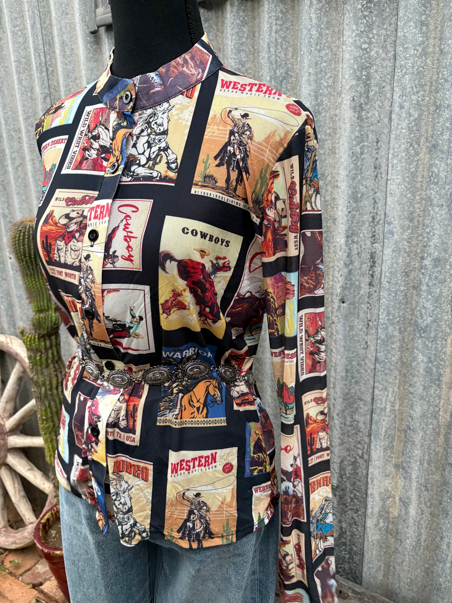 Western Cowboy Mesh Top🤠