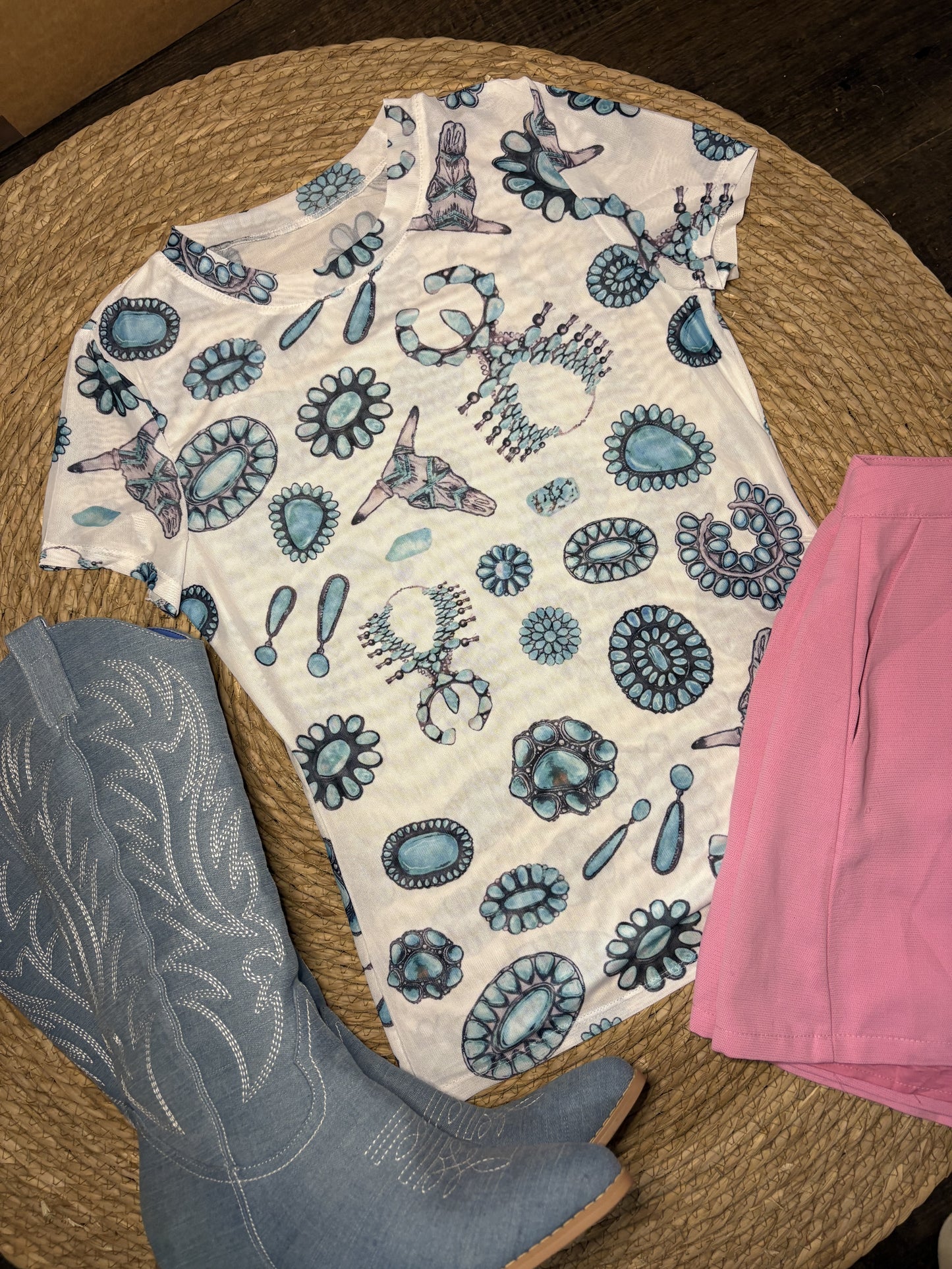 Turquoise Mesh Shirt