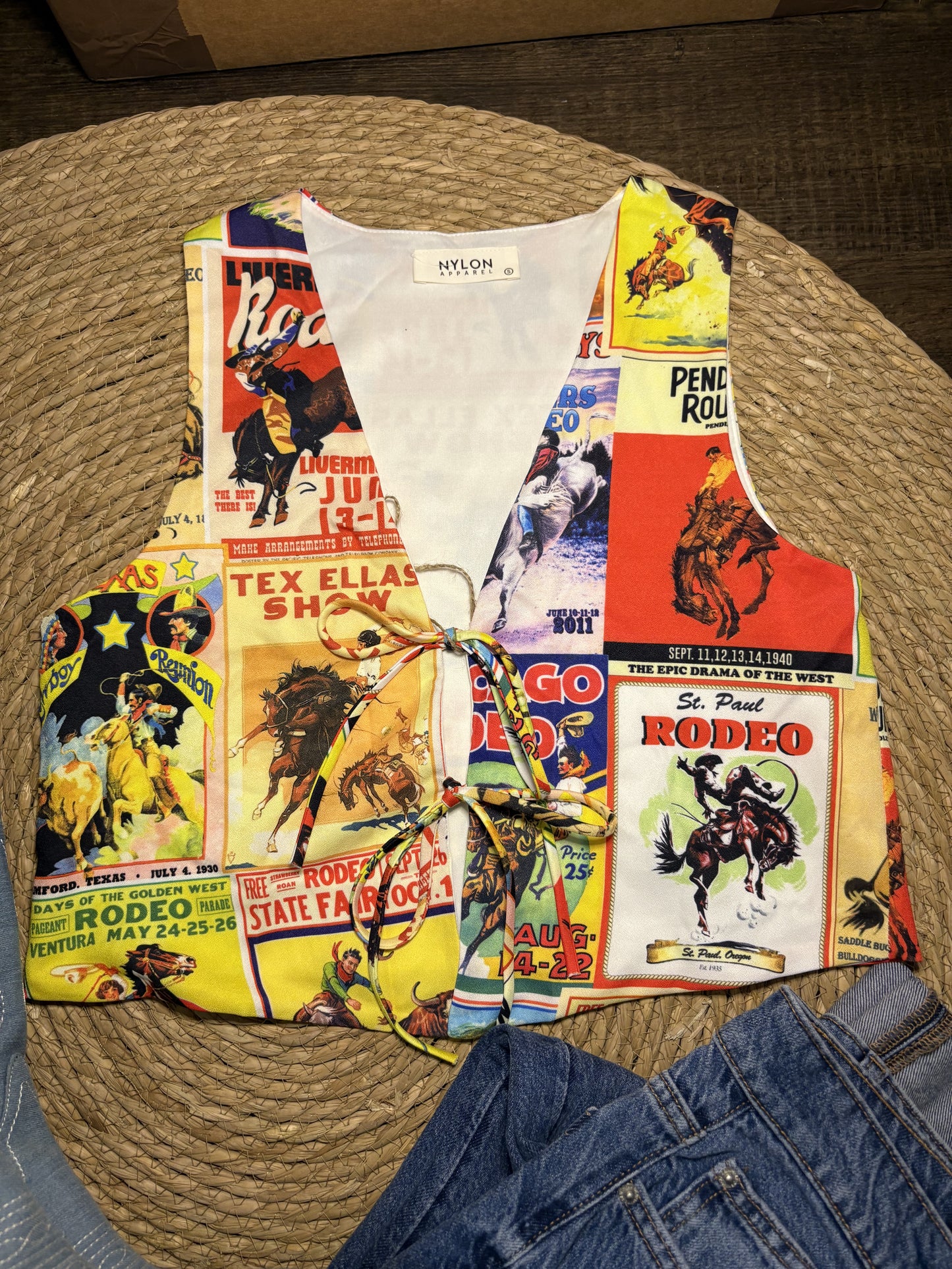 Western Print Tie Vest