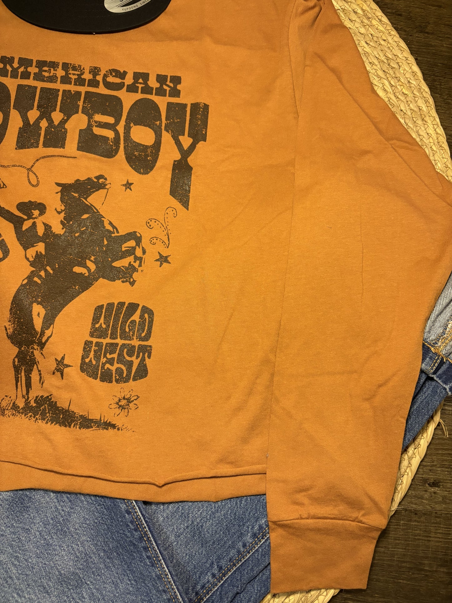 American Cowboy Rust Crop Long Sleeve