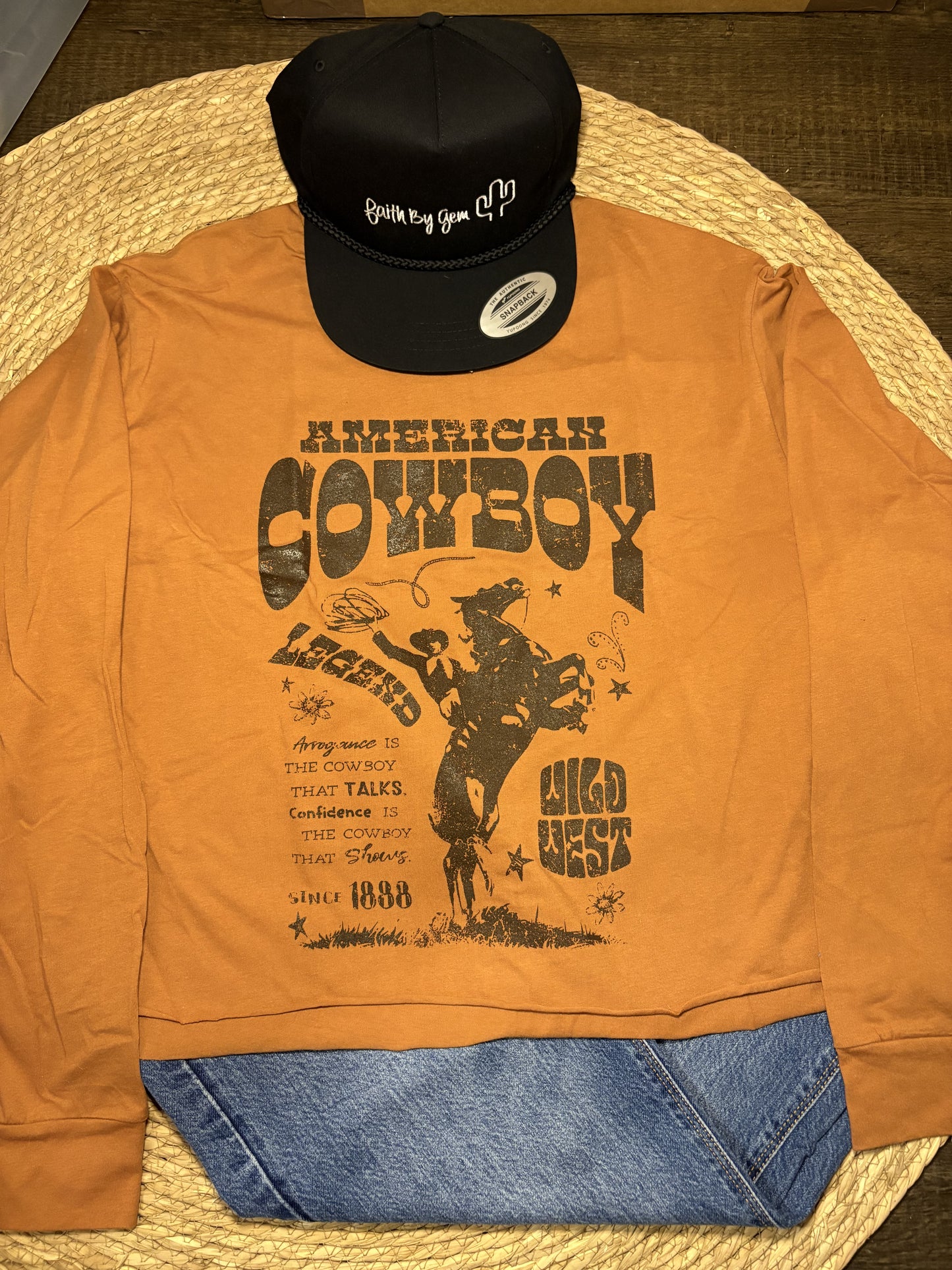 American Cowboy Rust Crop Long Sleeve