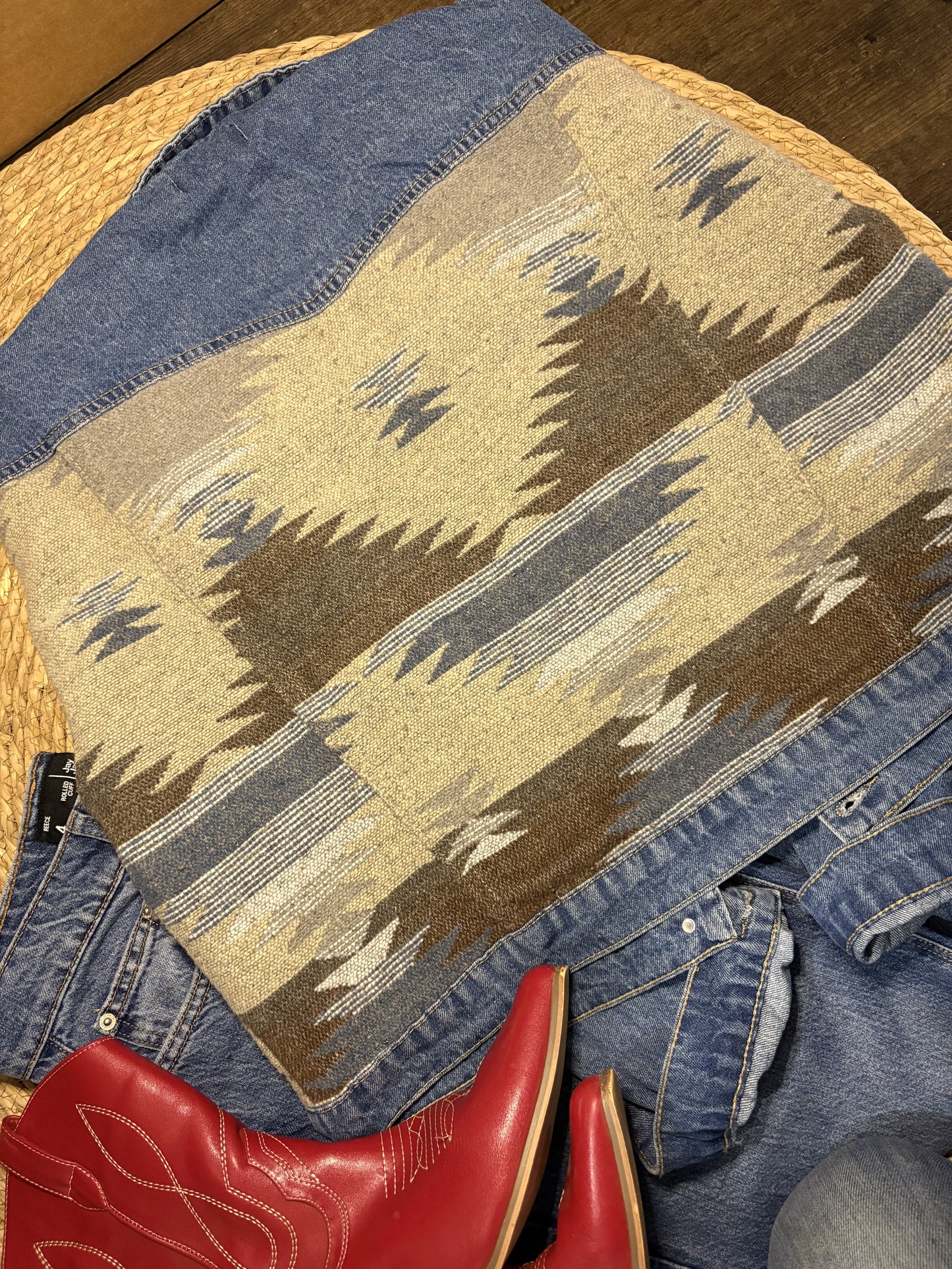 Bella Denim Aztec Crop Jacket