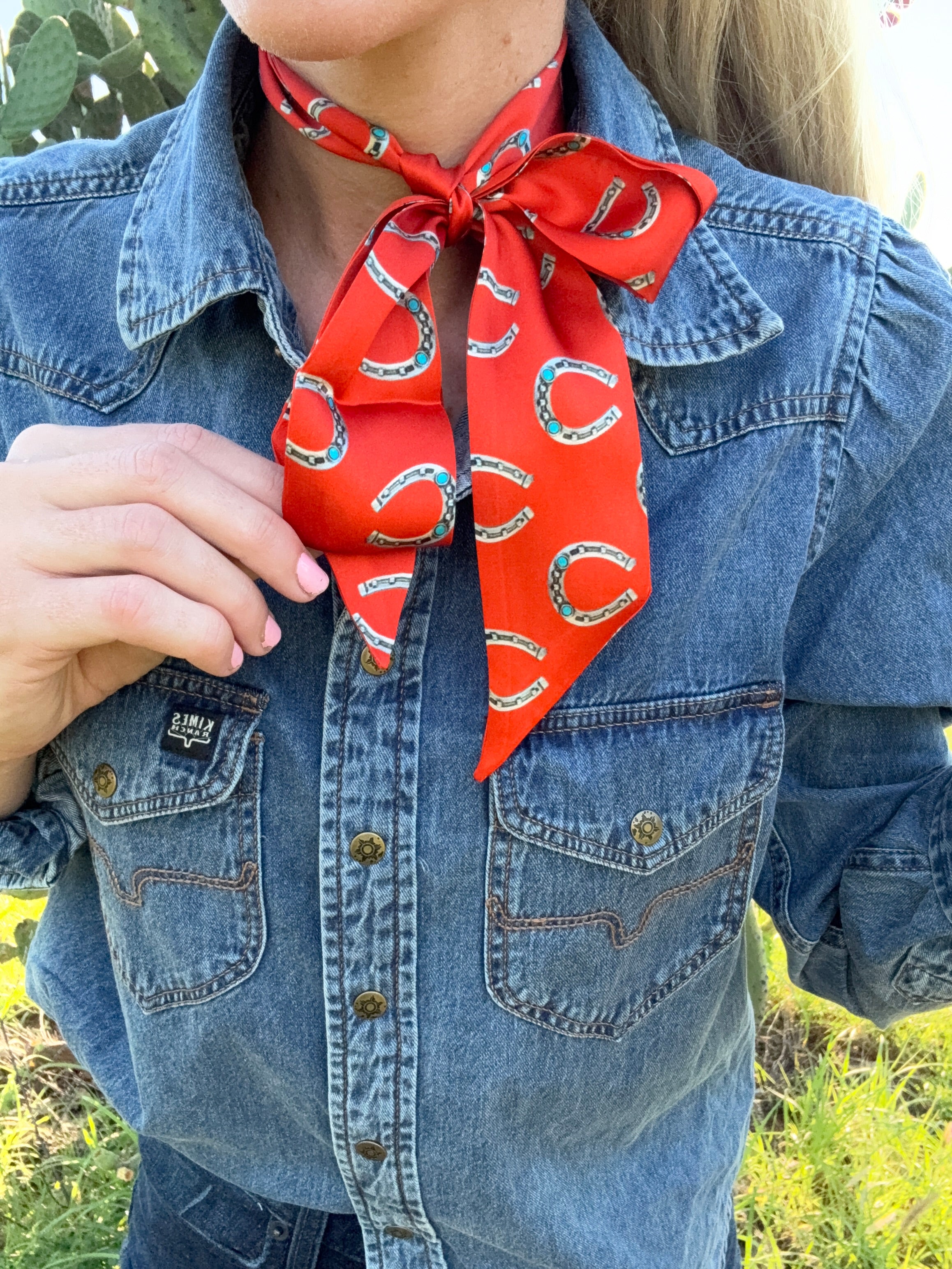 Lucky Horseshoe Twilly Silk Scarf