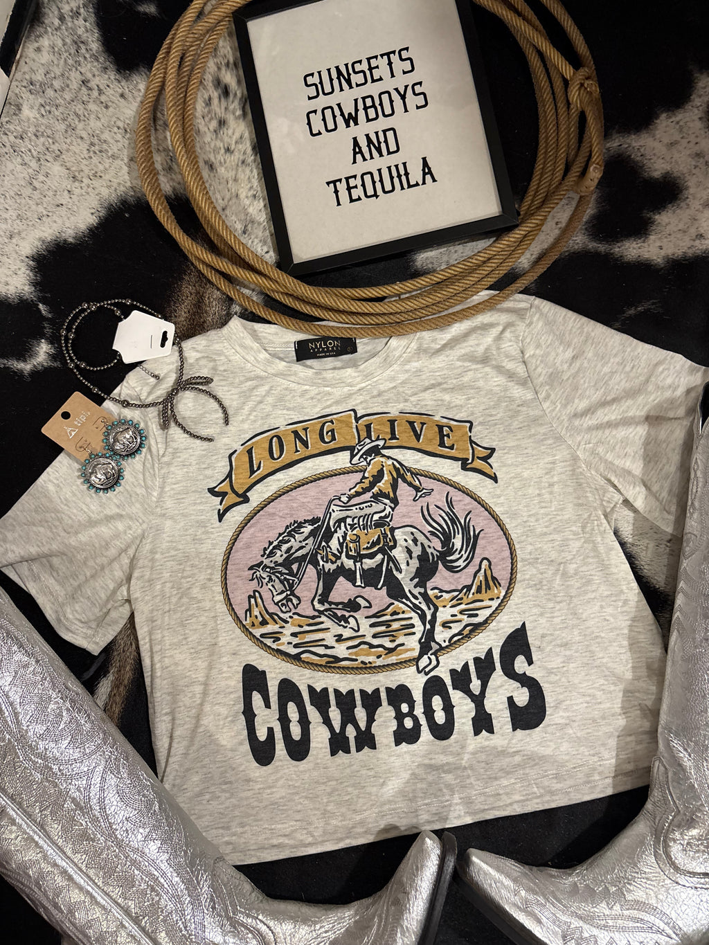 Long Live Cowboys Crop Tee