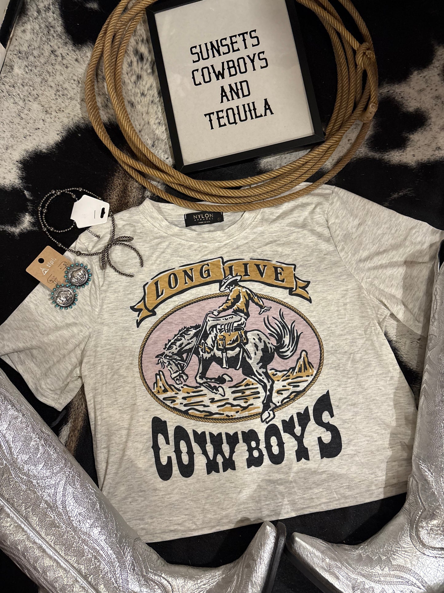 Long Live Cowboys Crop Tee