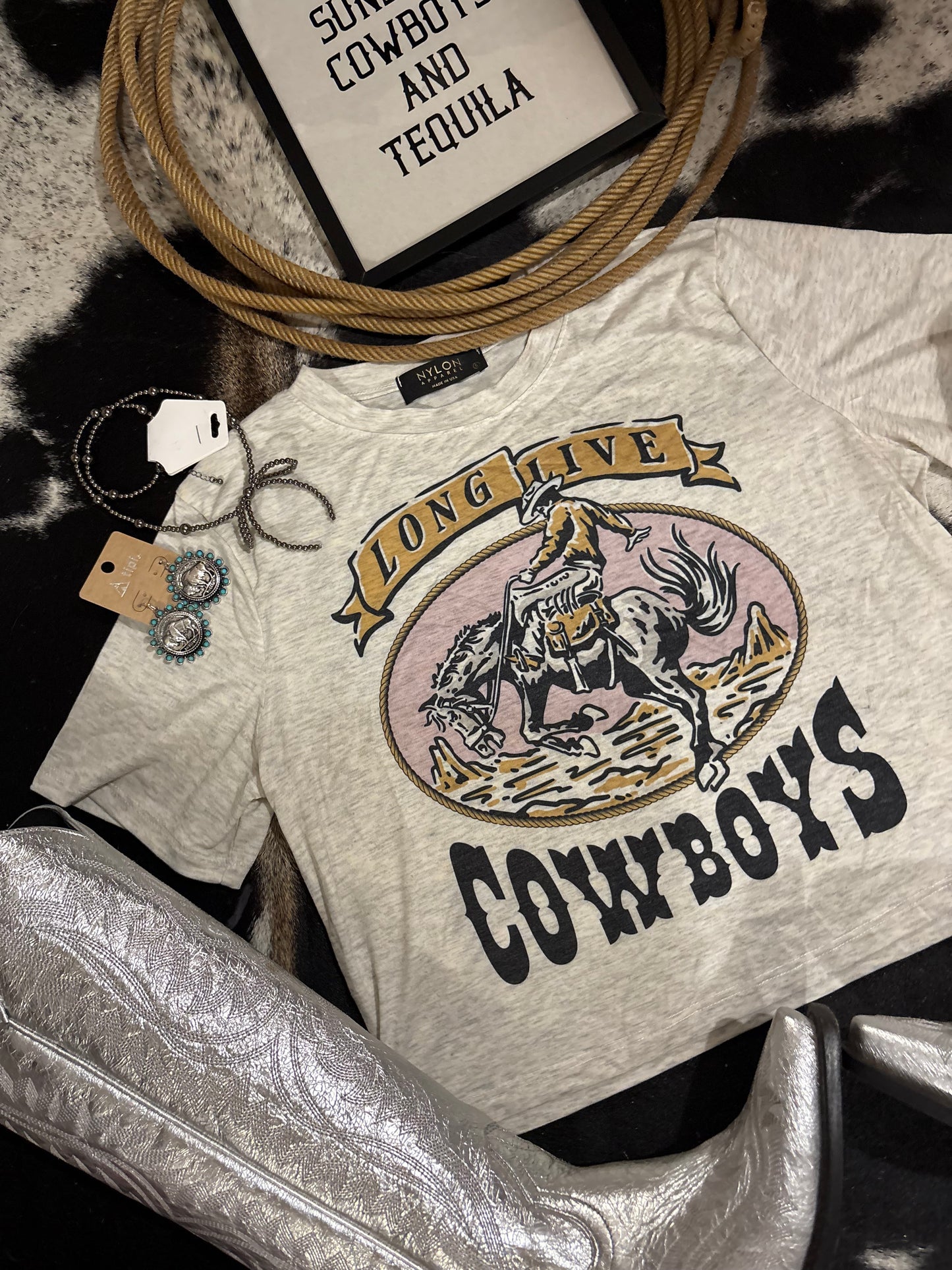 Long Live Cowboys Crop Tee
