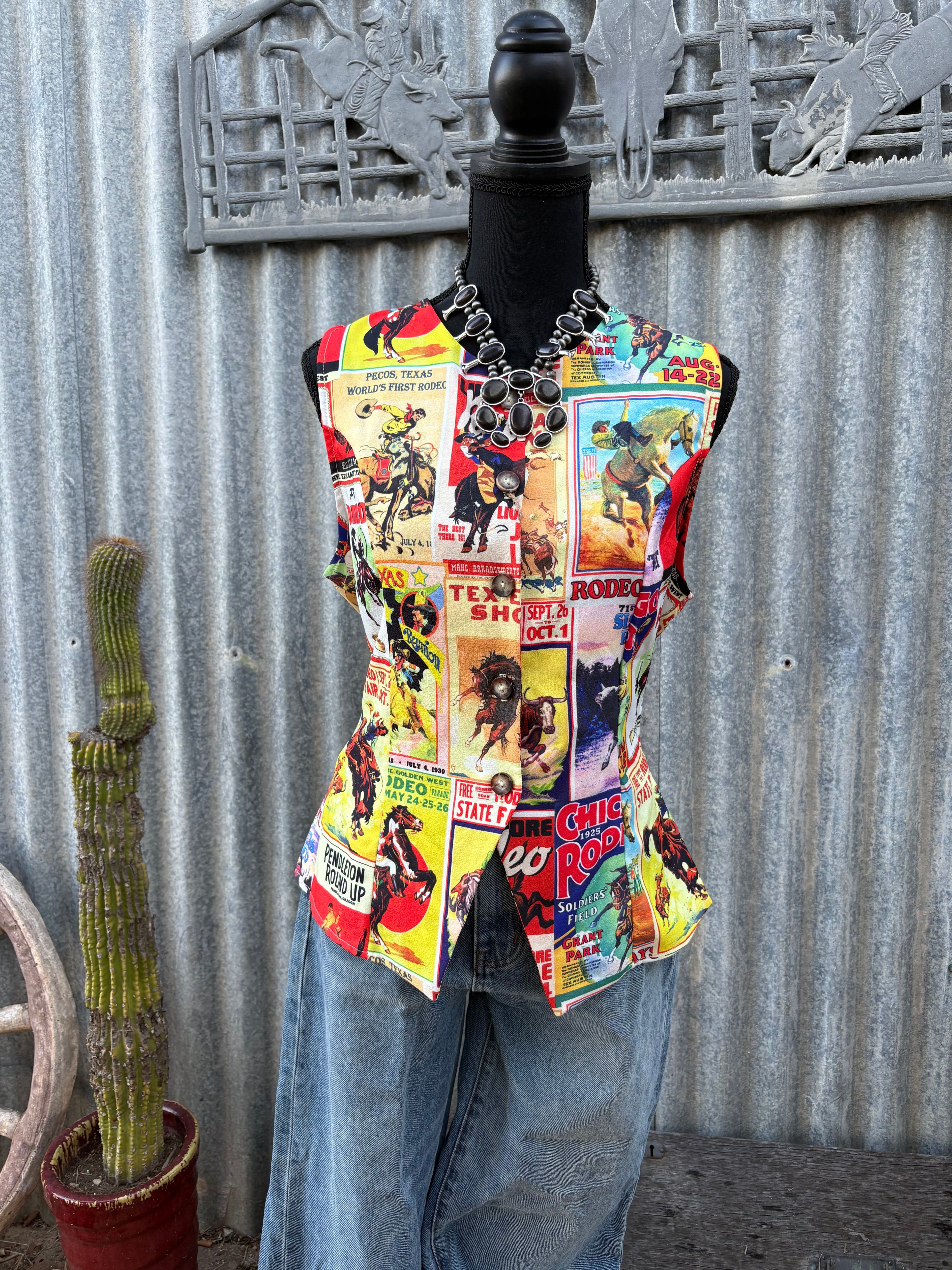 Western Vintage Cowboy Button Up Vest