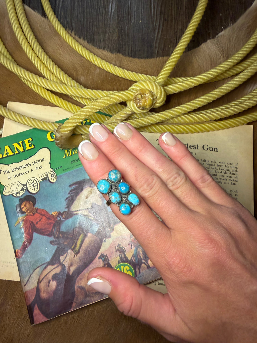 Daisy Adjustable Kingman Turquoise Ring