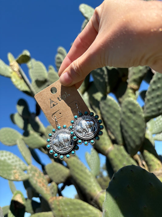 Buffalo Turquoise Hanging Earrings 🤎🦬