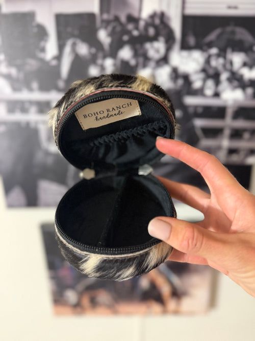 Black & White Mini Round Jewellery Box