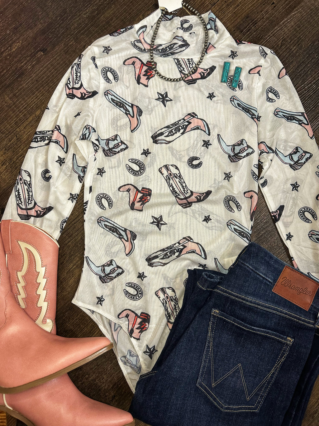 Mesh Cowgirl Boot Bodysuit 🎀⚡️