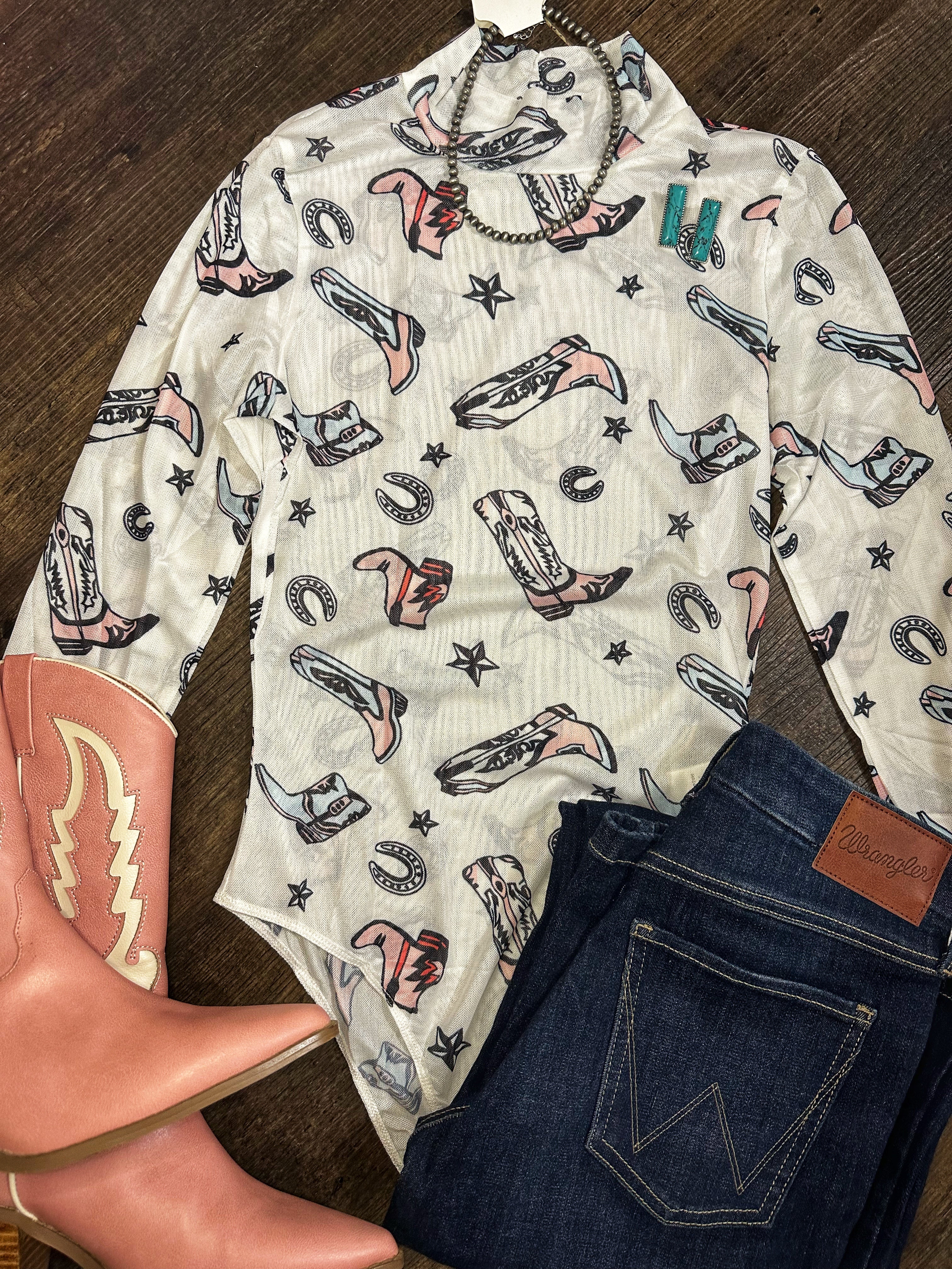 Mesh Cowgirl Boot Bodysuit 🎀⚡️