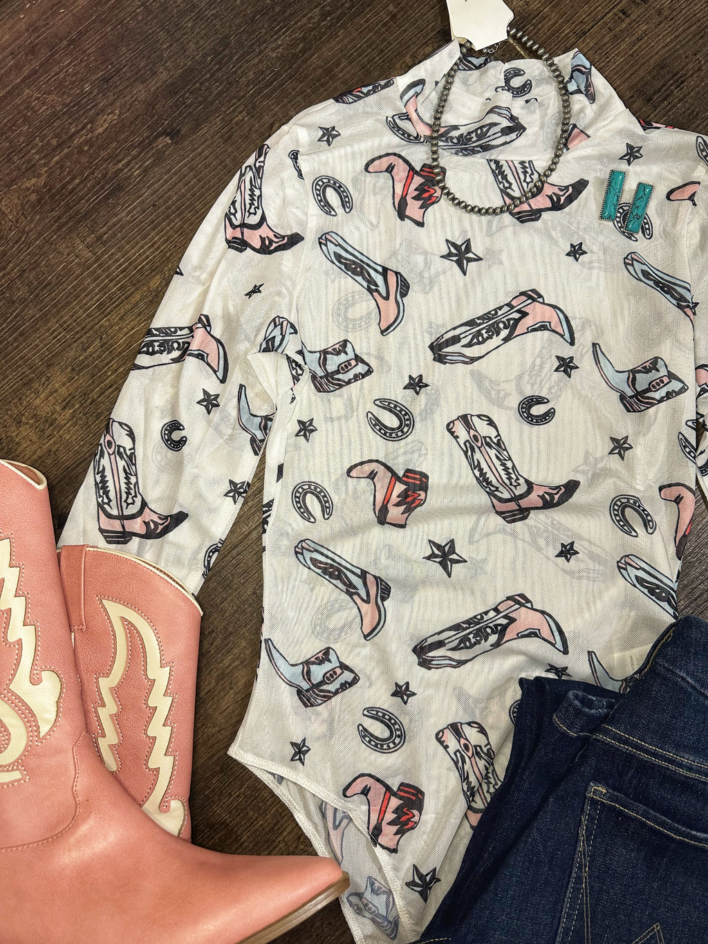 Mesh Cowgirl Boot Bodysuit 🎀⚡️