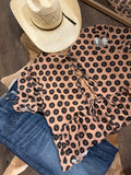 Mocha Brand Tie Blouse