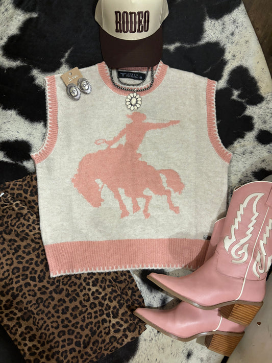 Tilly Pink Bucking Horse Knit