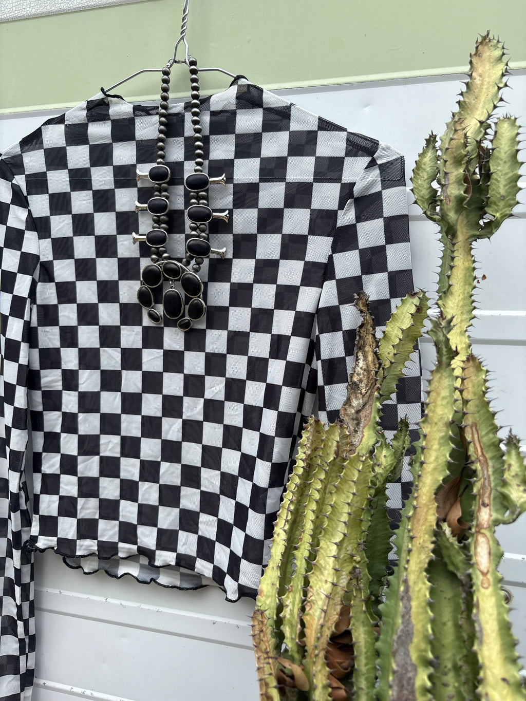 Cowgirl Checker Mesh Crop Top🖤