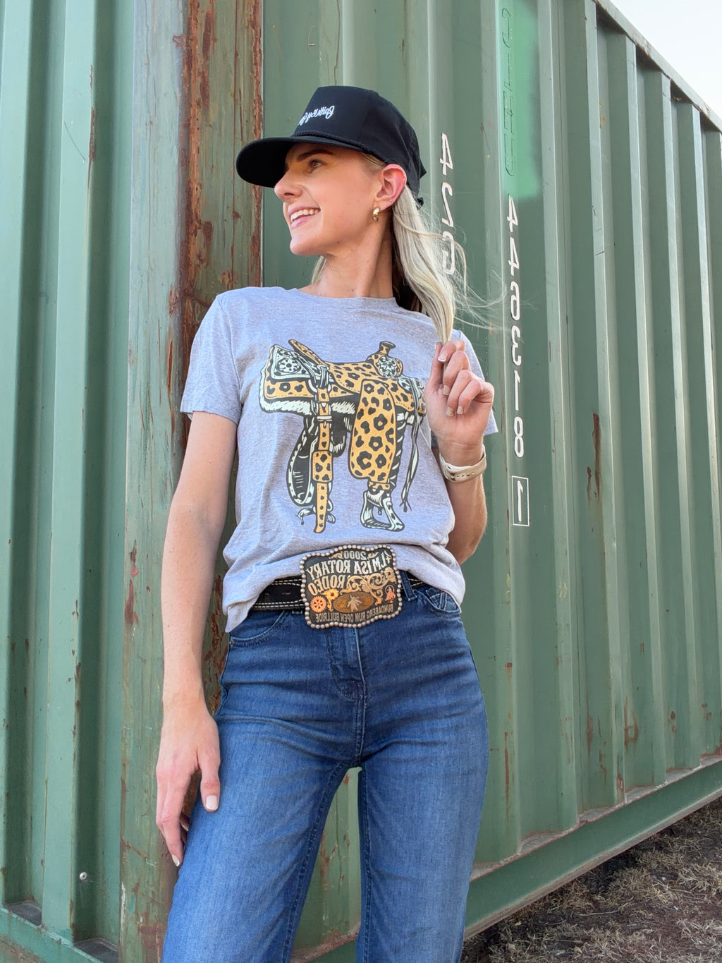 Leopard Grey Saddle Graphic Tee