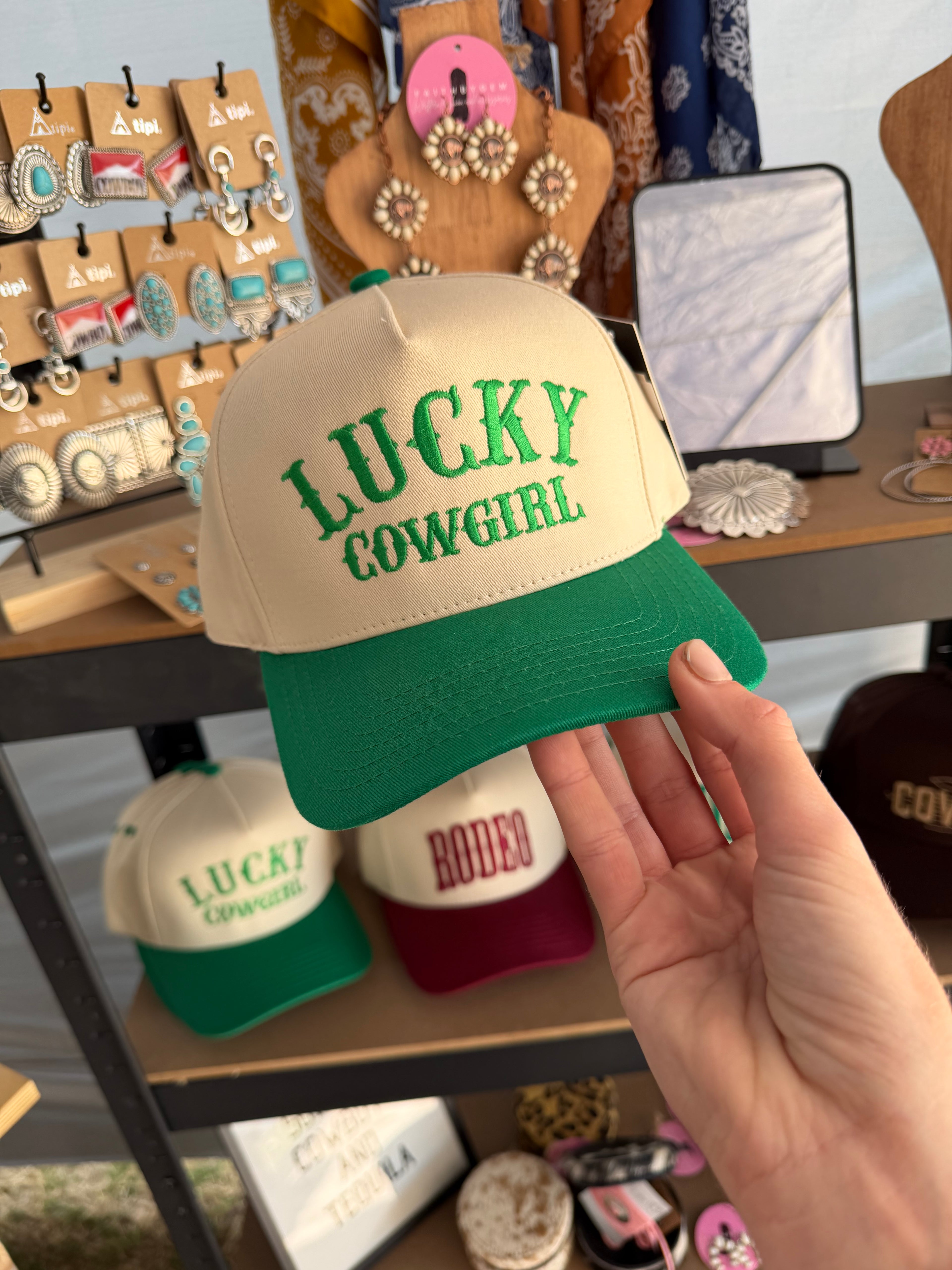 Lucky Cowgirl Green Cap