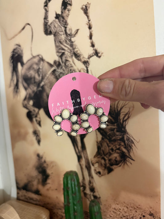 May White Stone Earrings