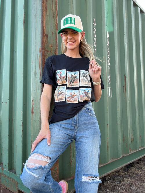 Bucking Horse Post Stamps Graphic Tee