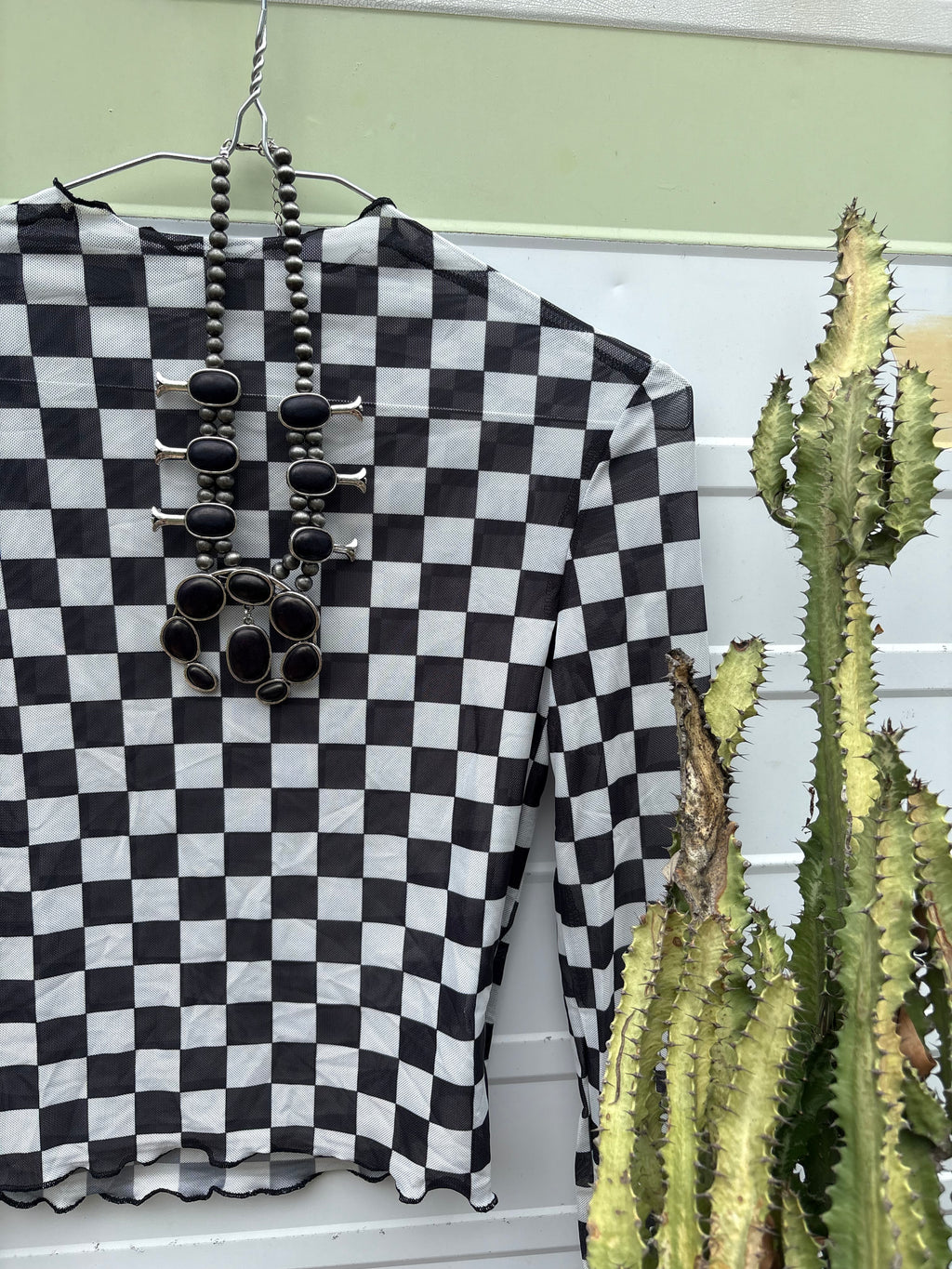 Cowgirl Checker Mesh Crop Top🖤