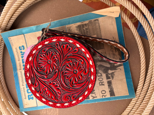 Round Tooled Leather Wristlet ❤️‍🔥