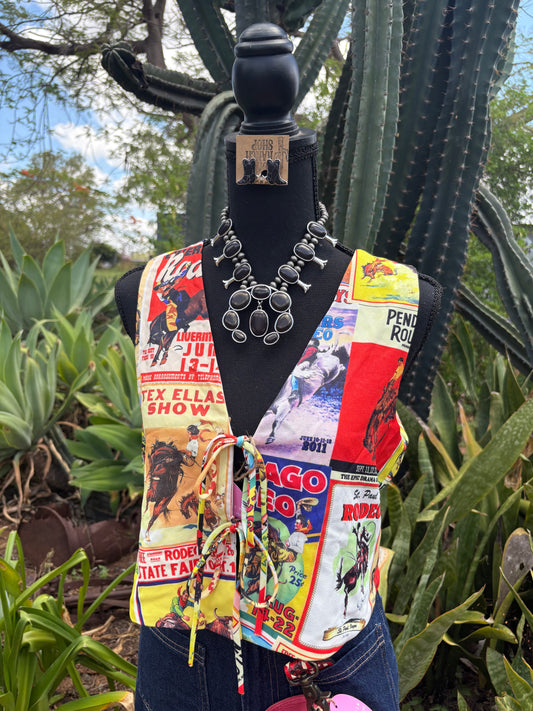 Western Print Tie Vest