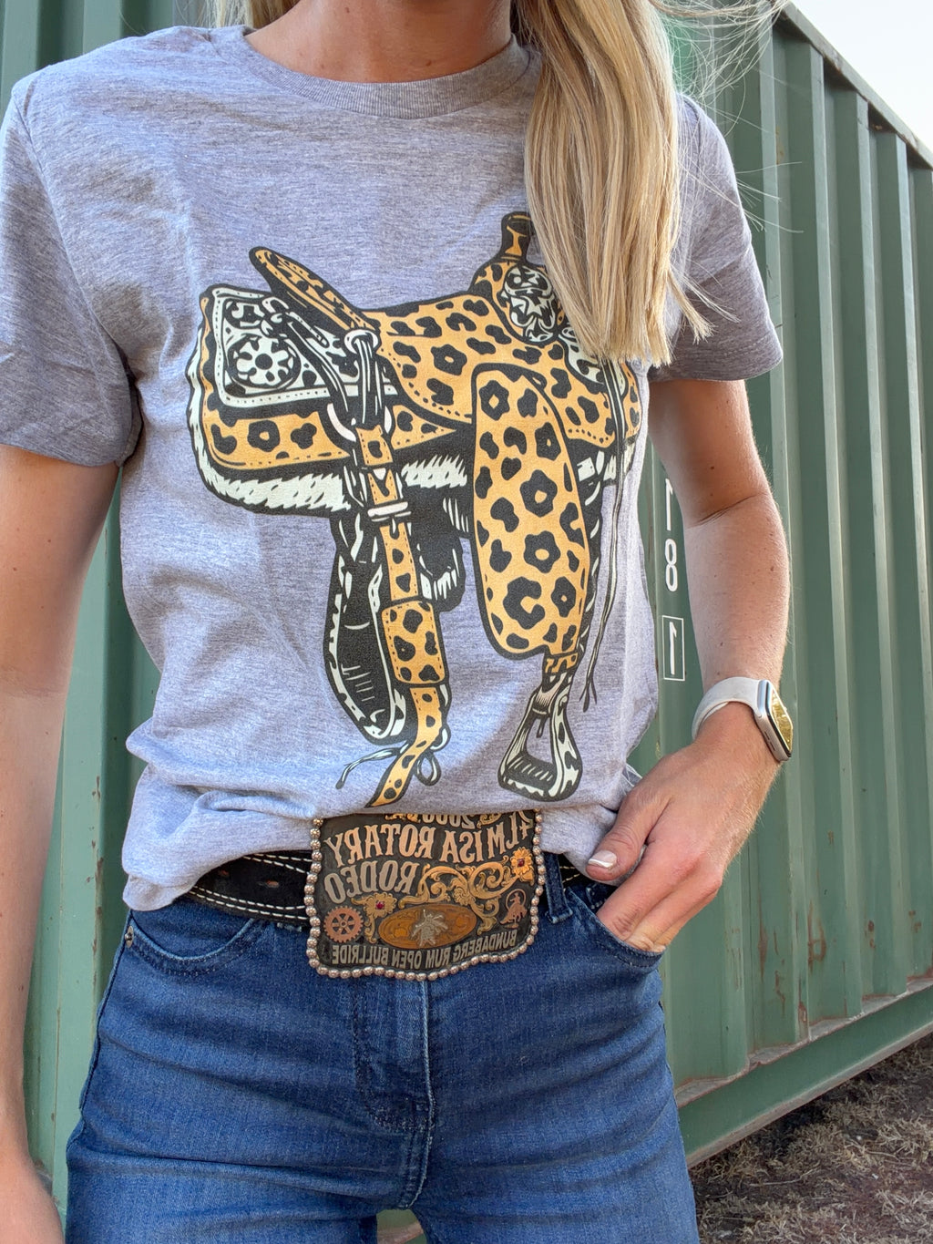 Leopard Grey Saddle Graphic Tee