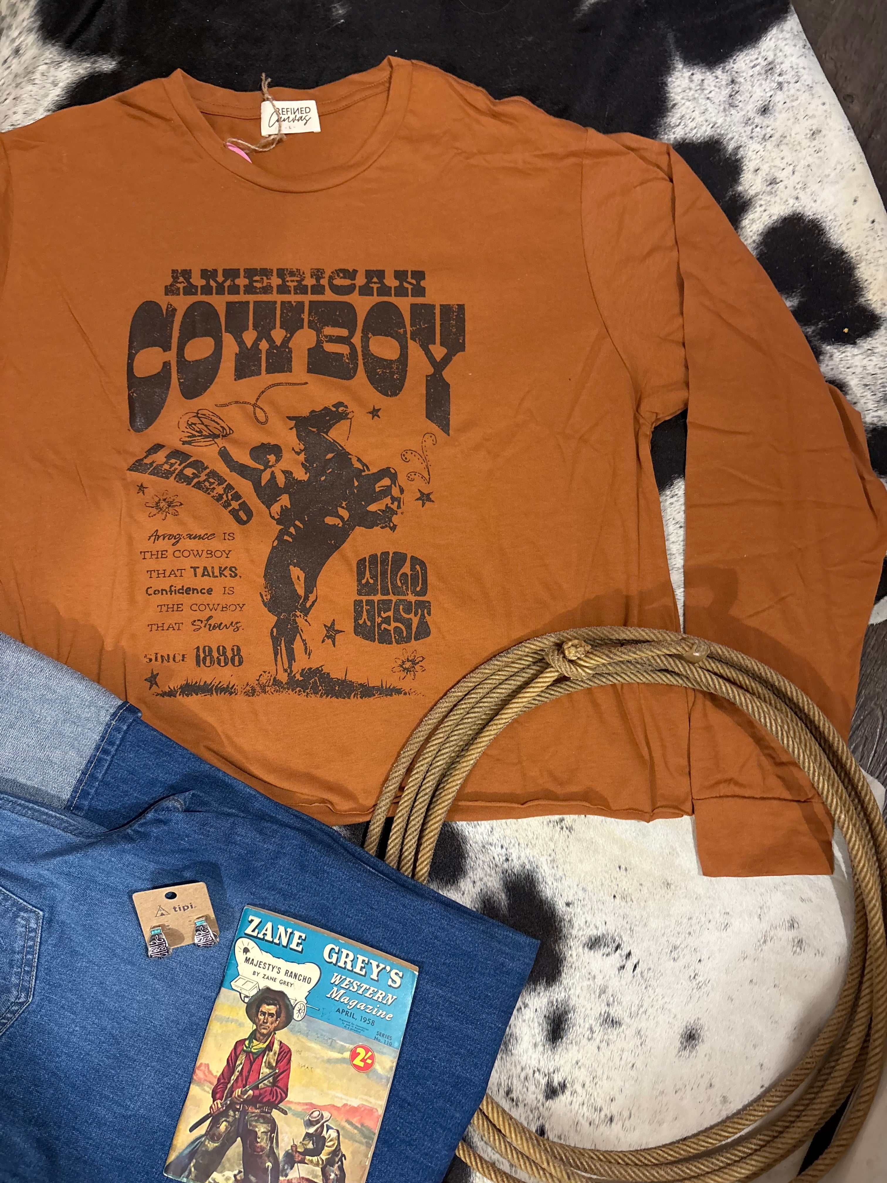 American Cowboy Rust Crop Long Sleeve