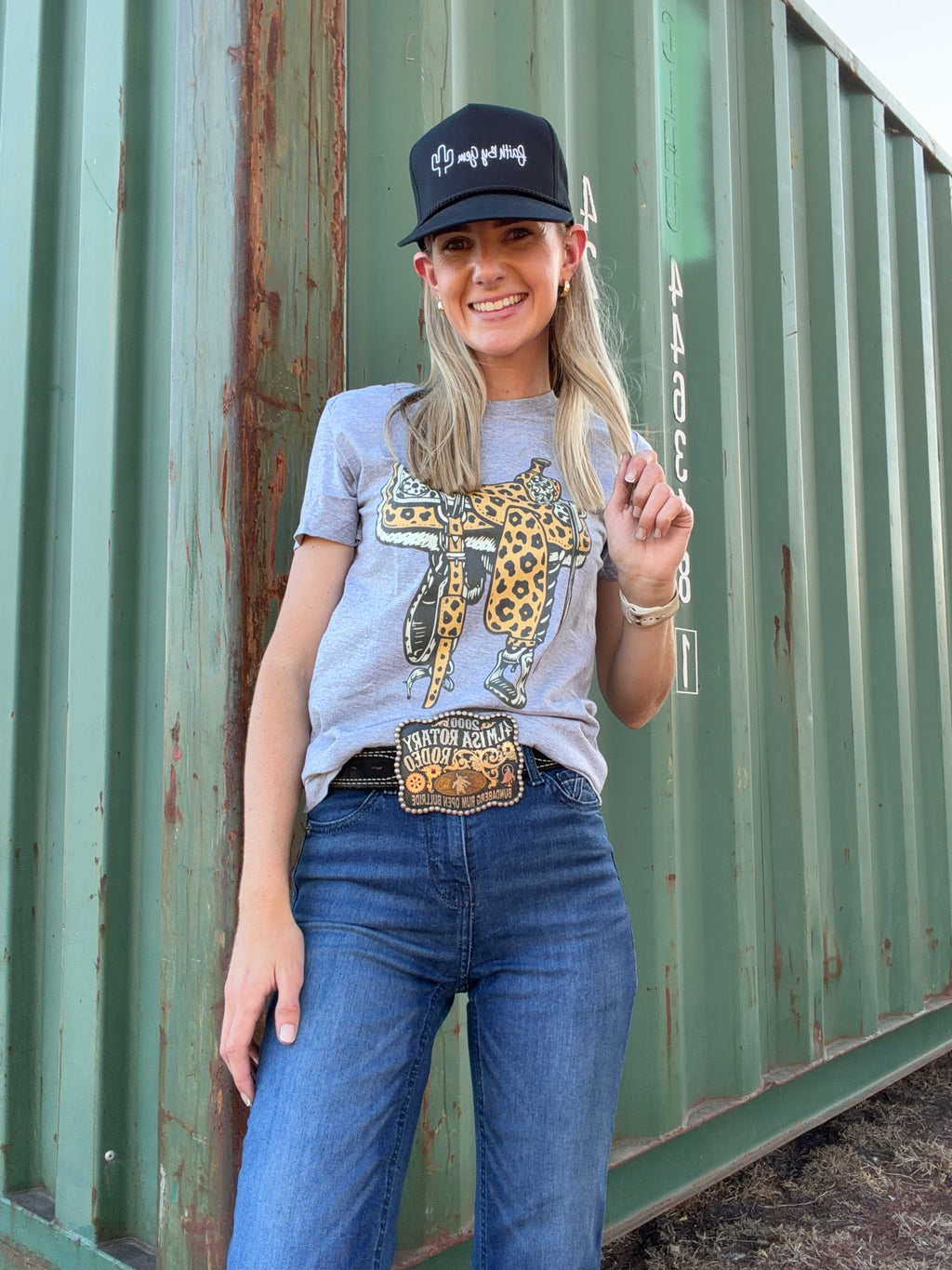 Leopard Grey Saddle Graphic Tee