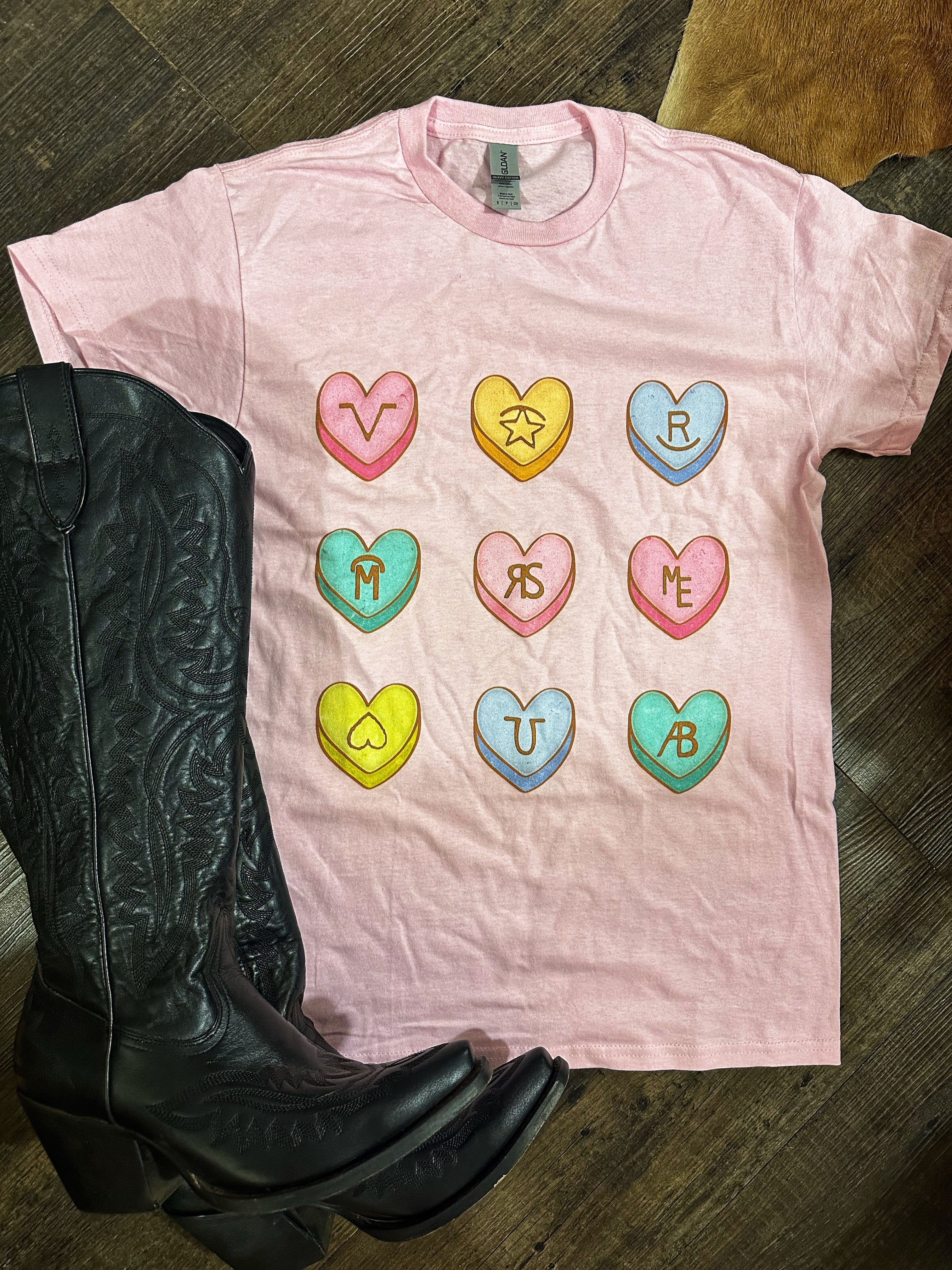 Pink Candy Heart Graphic Tee