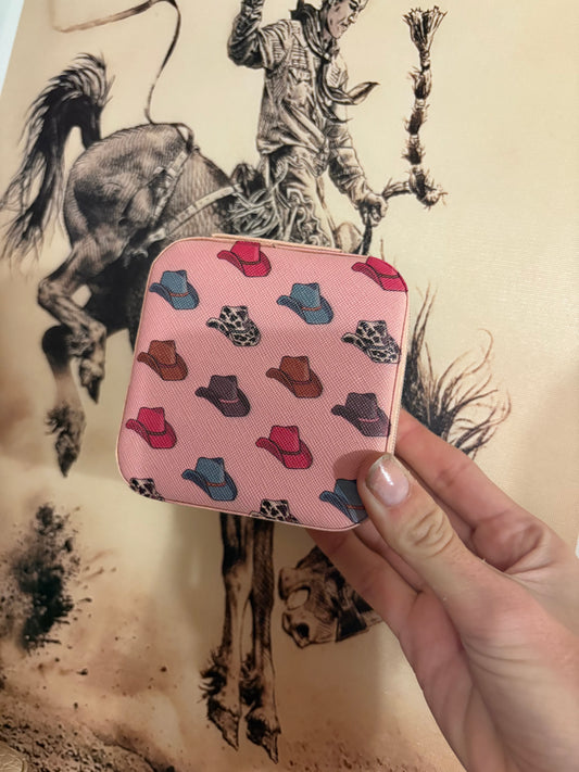 Square Jewellery Case Pink Cowboy Hats