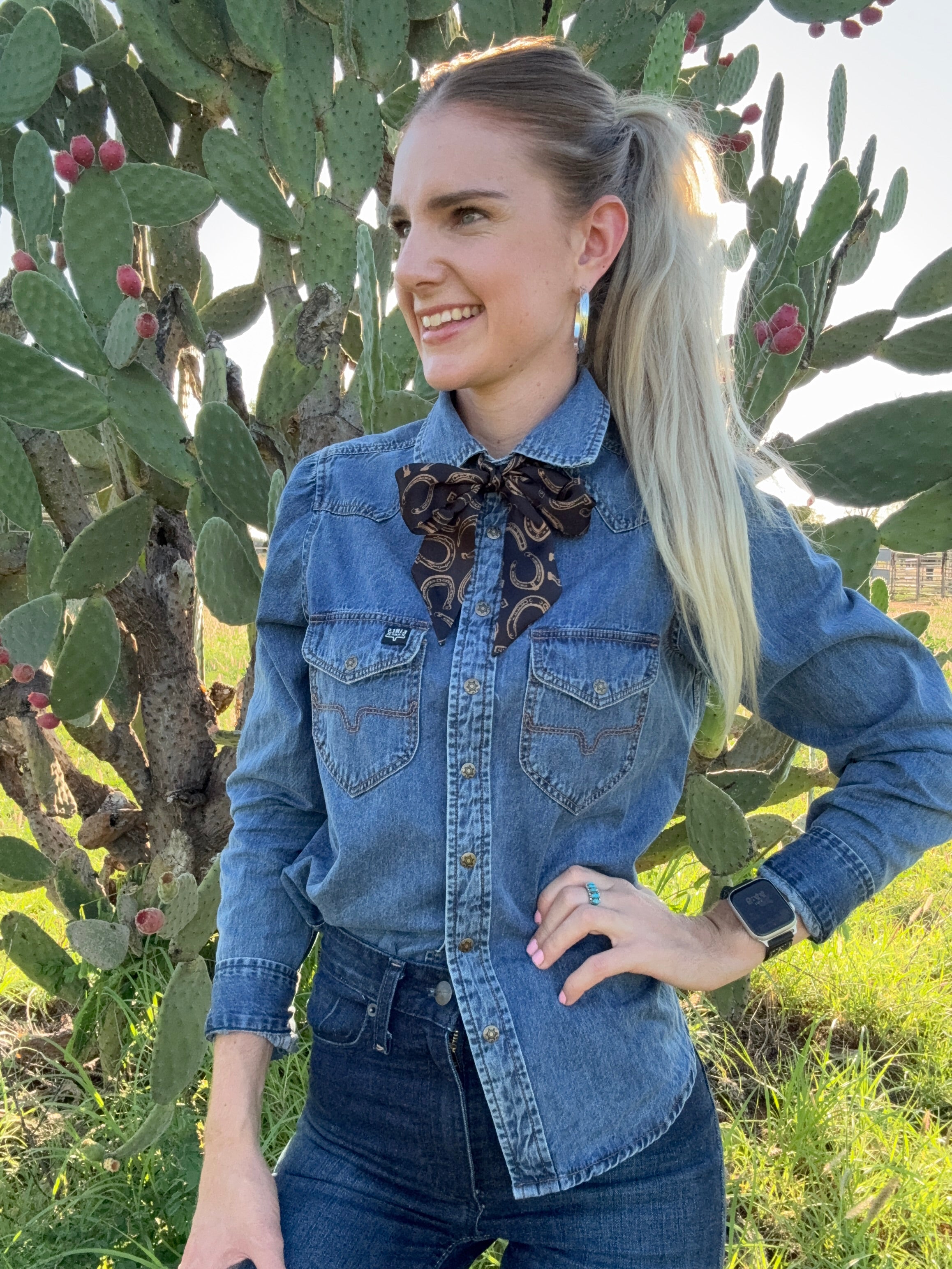 In luck Gold horseshoe Twilly Silk Scarf