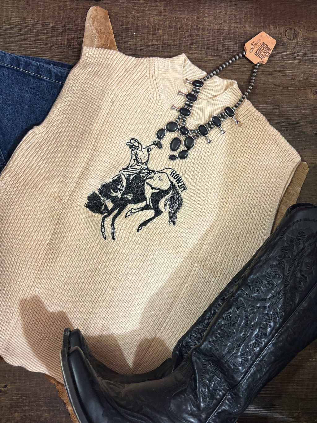 Howdy Bronc Oatmeal Knit🤎