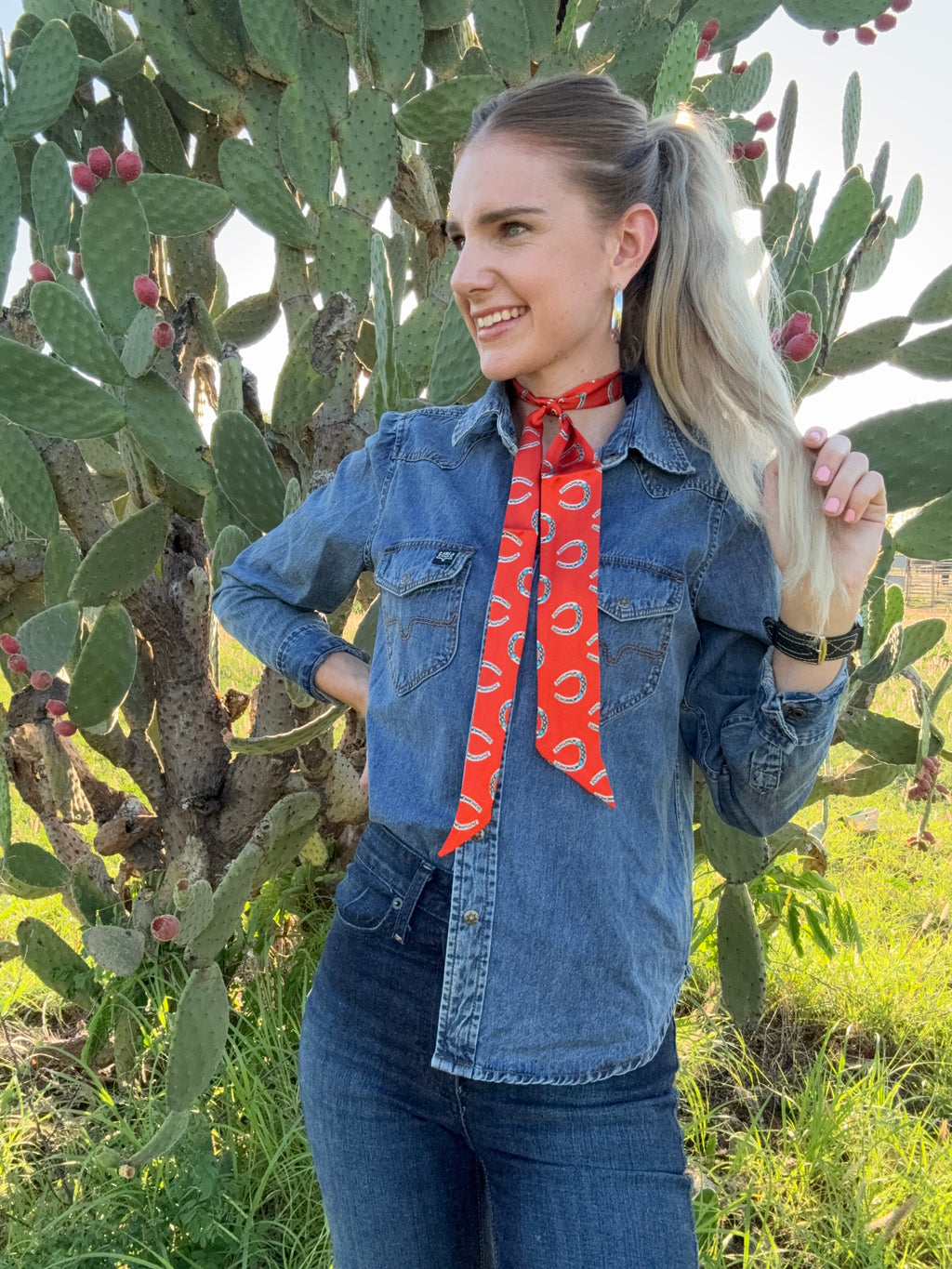 Lucky Horseshoe Twilly Silk Scarf