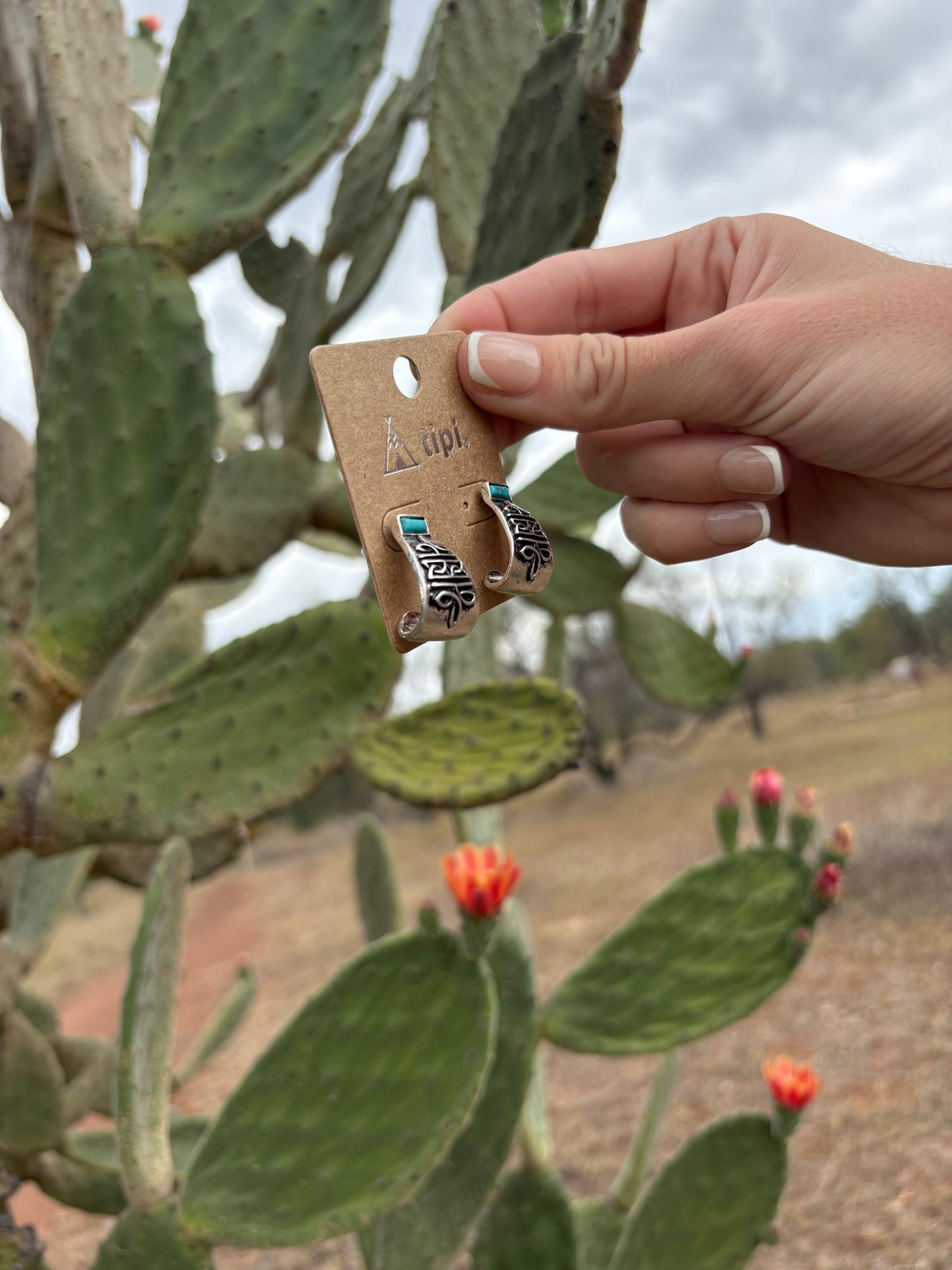 Curved Turquoise Bootstitch Earrings