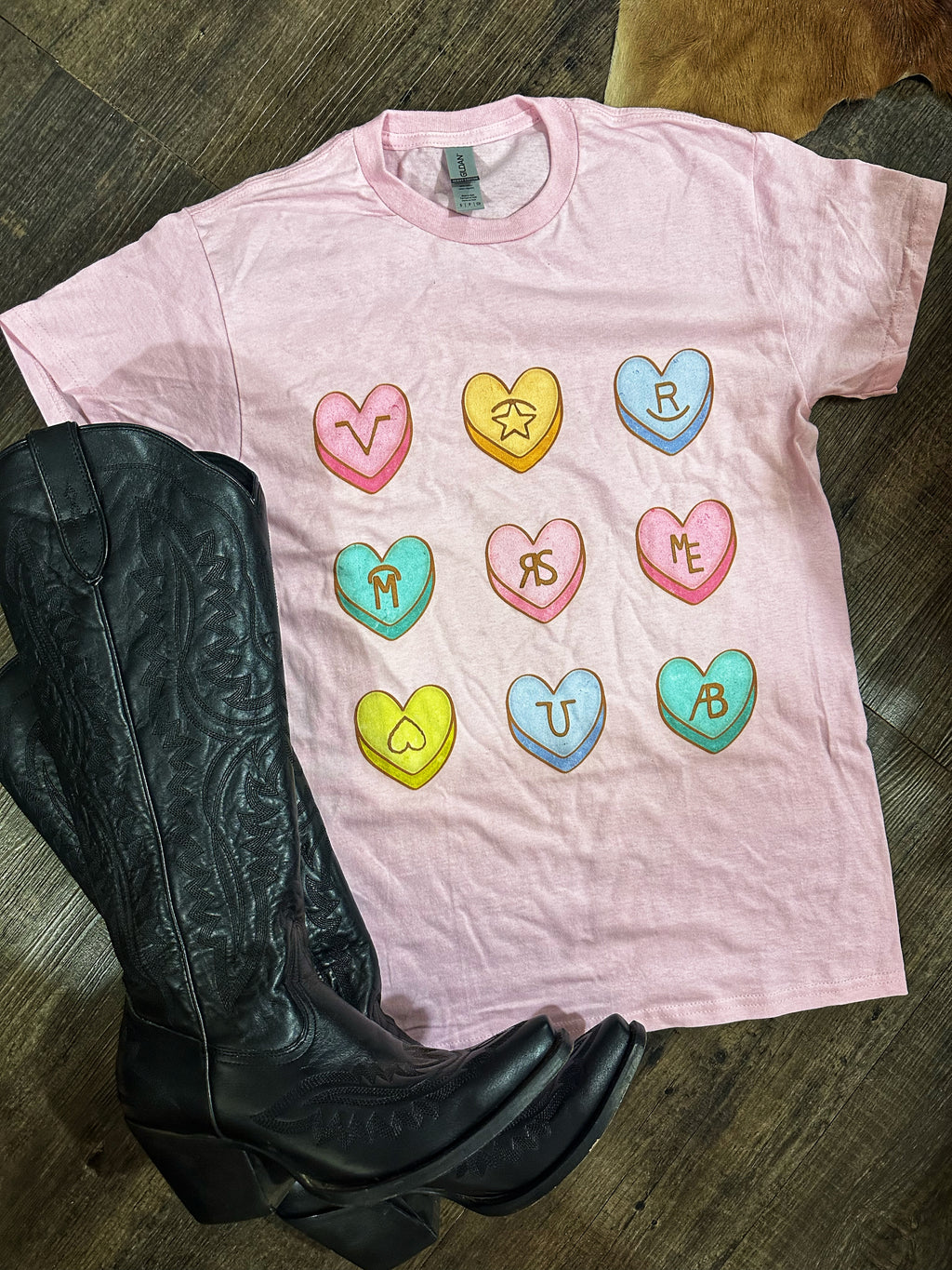 Pink Candy Heart Graphic Tee