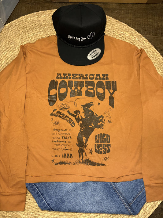 American Cowboy Rust Crop Long Sleeve