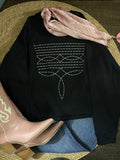 Black Bootstitch Crop Crew Jumper
