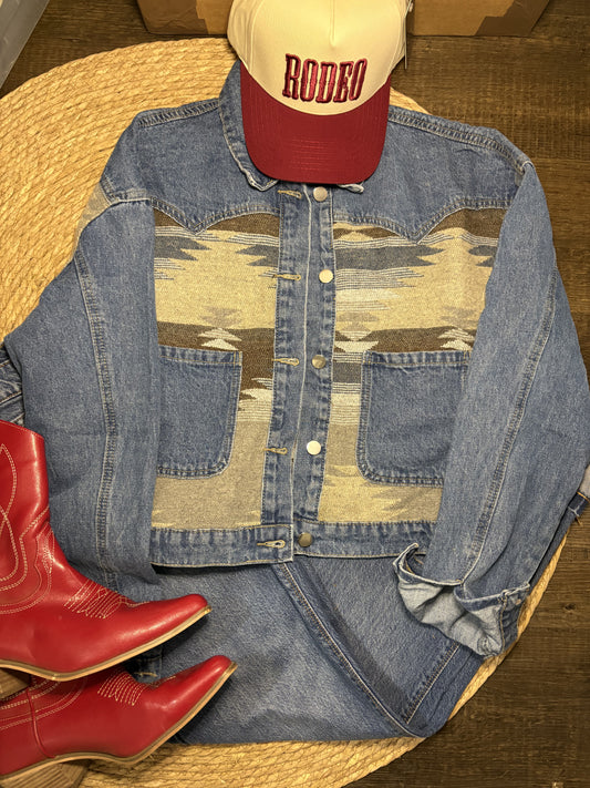 Bella Denim Aztec Crop Jacket